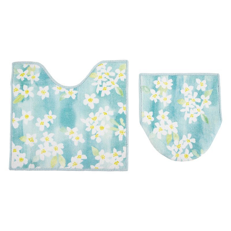 洋式トイレ フタカバー+トイレマット2点セット 普通型(U型・O型便座)洗浄・暖房型兼用タイプ ジャスミン