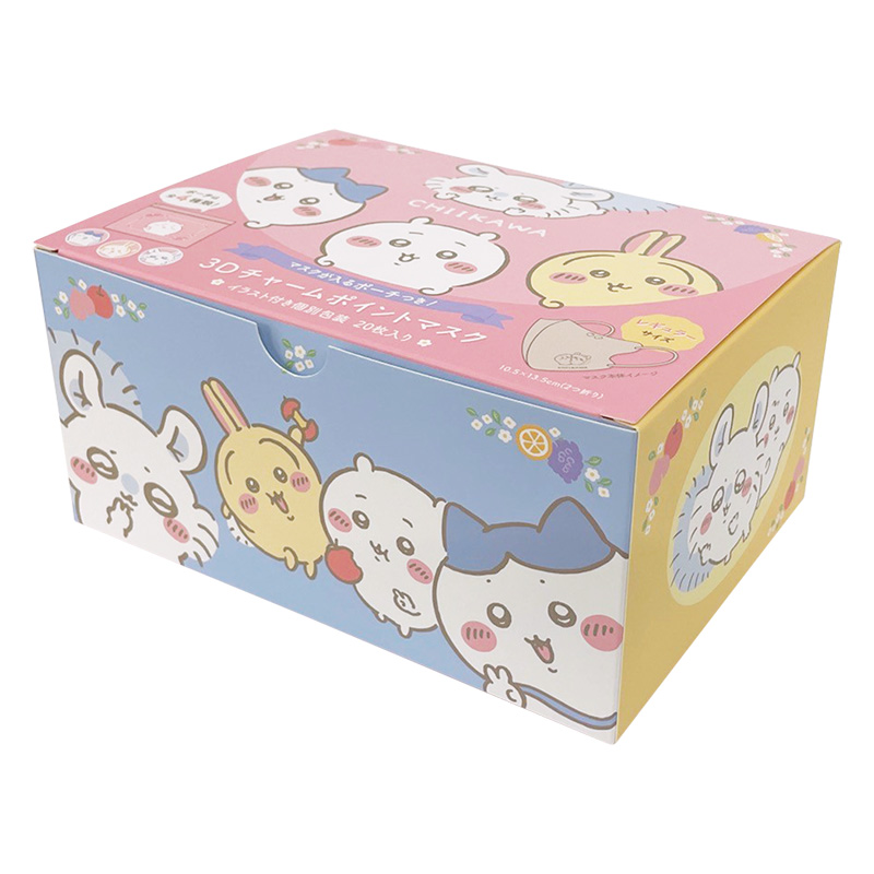 【お取り寄せ商品】大人用 ちいかわ（フルーツ） 3Dチャームポイントマスク 20枚入り＋ポーチ付き