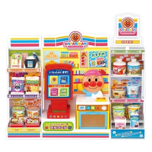 ▼セルフレジでおかいもの! おしゃべりいっぱい アンパンマンコンビニ