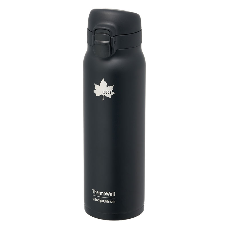 【5月下旬入荷予定】ThermoWall 真空断熱ワンタッチボトル 500 ブラック