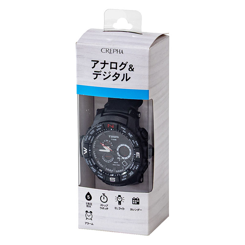 ティースポーツ アナデジ腕時計 TS-AD096-BK