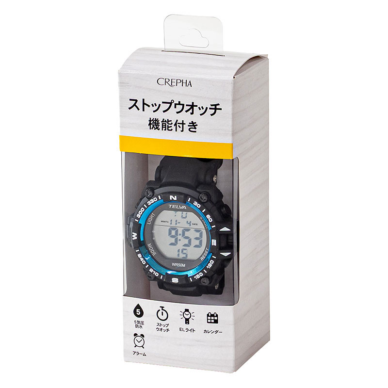 テルバ デジタルウォッチ TE-D375-BL