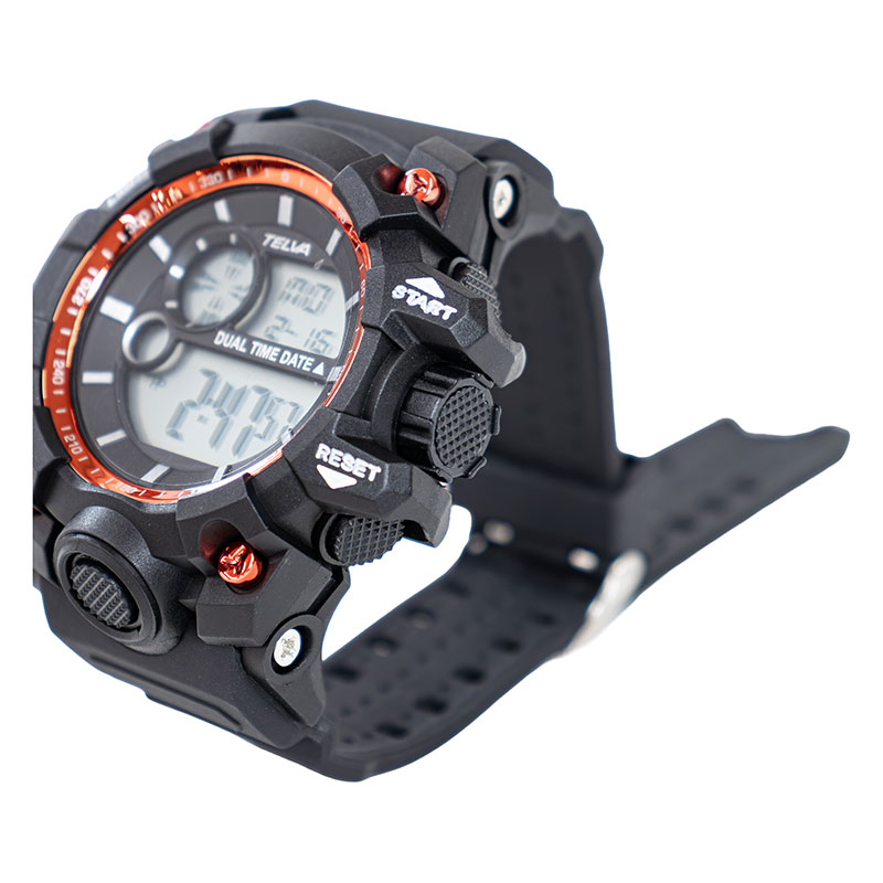 多機能 デジタル腕時計 5気圧防水 TE-D378-RD