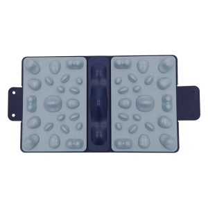 座ってんのに足裏痛ぇな たためるブック型足つぼマット ネイビー×スカイテールブルー