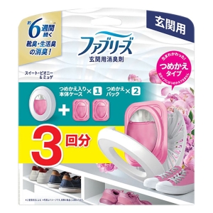 ファブリーズ 消臭芳香剤 玄関用 スイート・ピオニー&ミュゲ 詰め替え入り本体ケース 7mL＋詰め替え 7mL×2個