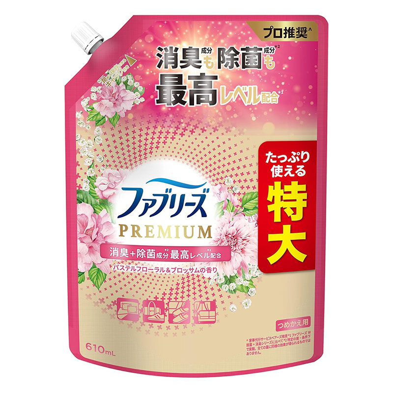 ファブリーズ 消臭スプレー 布用 PREMIUM 消臭+除菌 パステルフローラル＆ブロッサムの香り 詰替 特大 610ml
