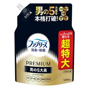 ファブリーズ 消臭＋除菌 PREMIUM 男の5大臭 クールアクアの香り 詰め替え 超特大 1240mL