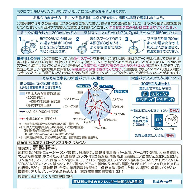 和光堂レーベンスミルク ぐんぐん スティックパック 14g×10本
