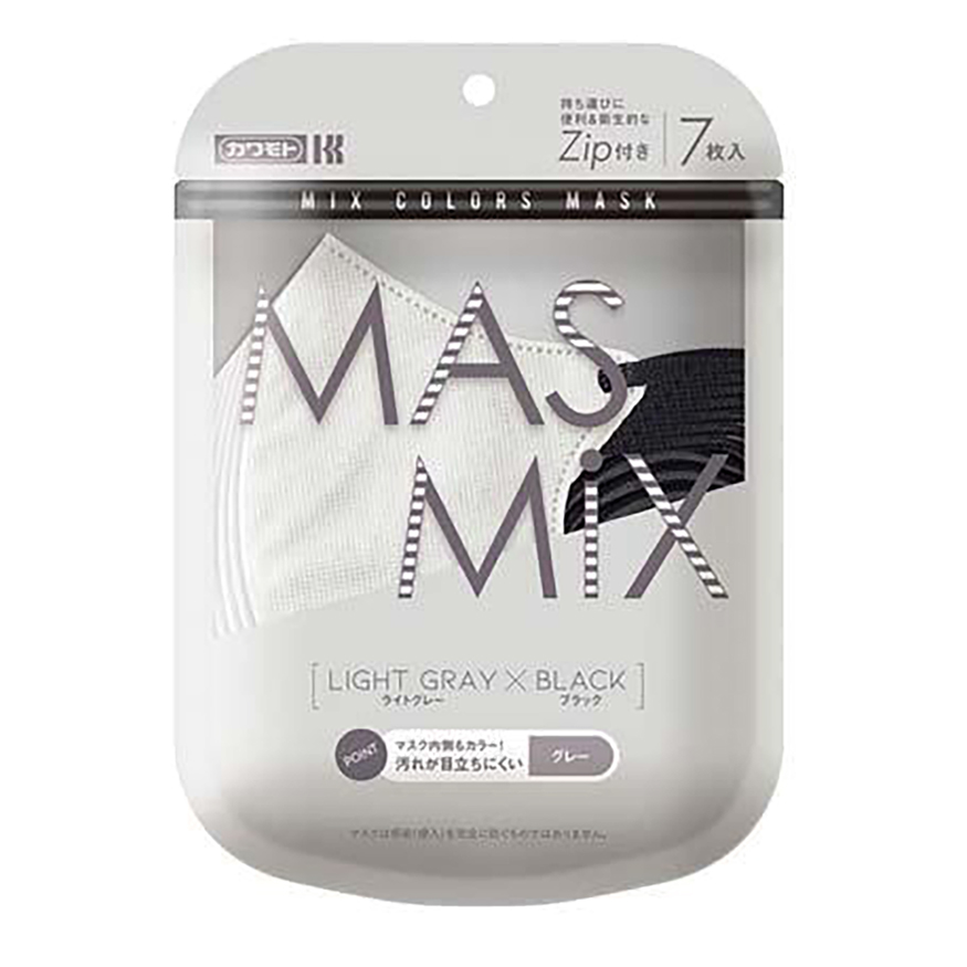マスク MASMiX 7枚 ライトグレー×ブラック