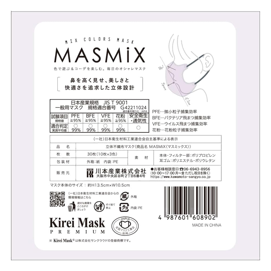 マスク MASMiX 30枚 耳紐アソート ペールライラック