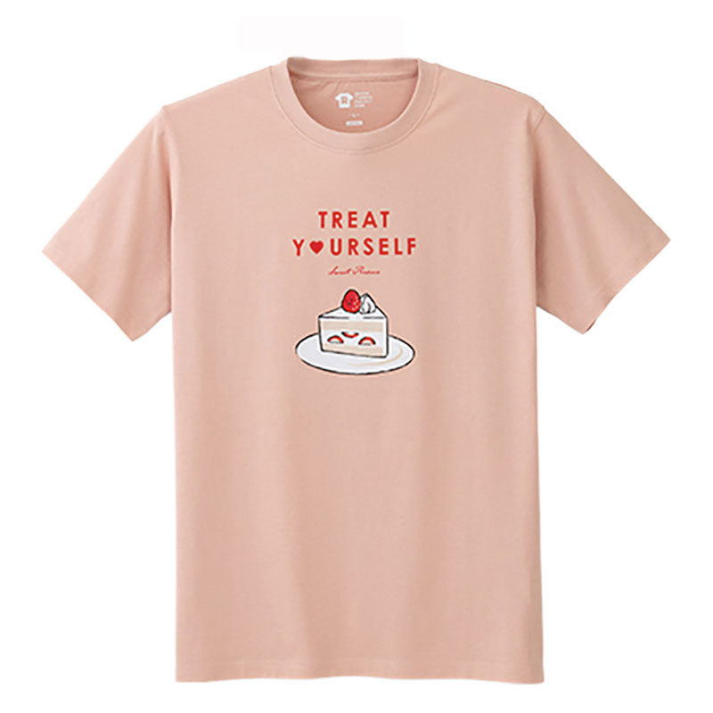 レスキューＴシャツ「甘いもので自分の心をレスキュー」スモーキーピンク