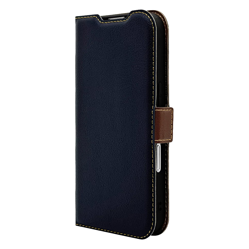 iPhone16用 薄型手帳サイドマグネットケース(ネイビー×ブラウン) 8080IP461BSMNVB