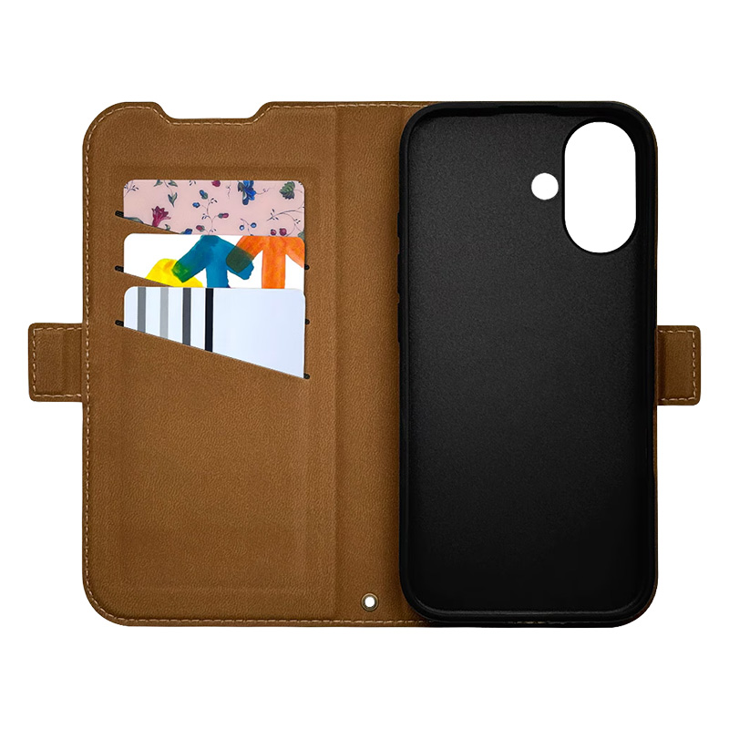 iPhone16用 薄型手帳サイドマグネットケース(ネイビー×ブラウン) 8080IP461BSMNVB