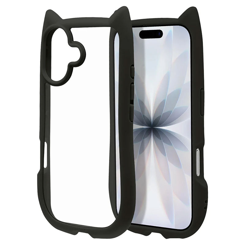 Phone17 ハイブリッドケース mimi 猫耳 耐衝撃吸収 MIL規格 背面クリア 8905IP5AHPBK