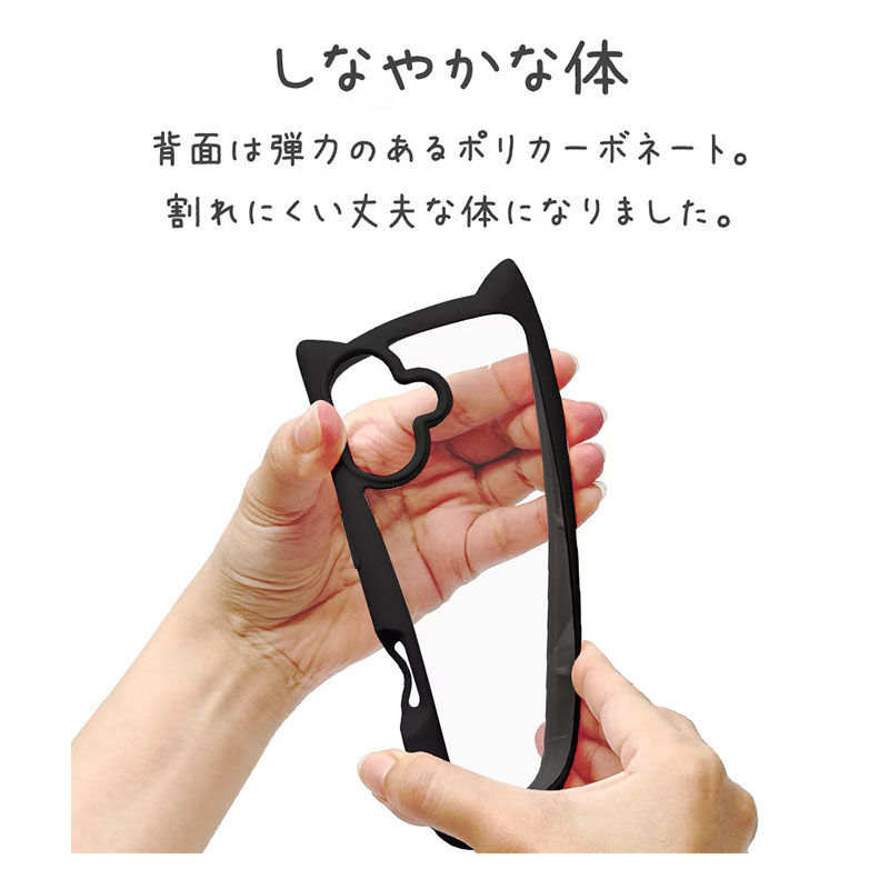 Phone17 ハイブリッドケース mimi 猫耳 耐衝撃吸収 MIL規格 背面クリア 8905IP5AHPBK