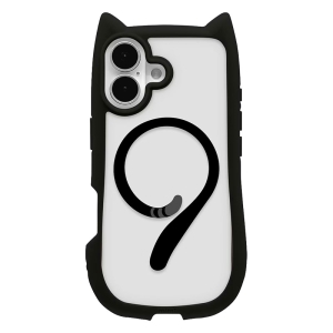 Phone17 ハイブリッドケース mimi 猫耳 耐衝撃吸収 MIL規格 背面クリア MagSafe対応 8910IP5AHPMBK