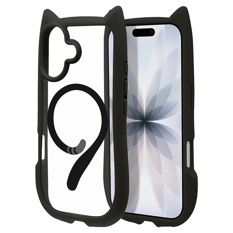 Phone17 ハイブリッドケース mimi 猫耳 耐衝撃吸収 MIL規格 背面クリア MagSafe対応 8910IP5AHPMBK