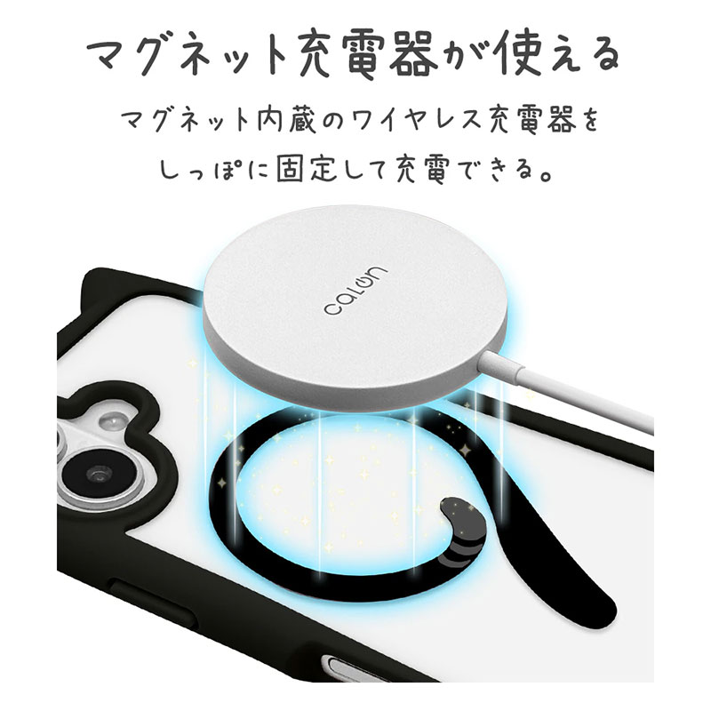 Phone17 ハイブリッドケース mimi 猫耳 耐衝撃吸収 MIL規格 背面クリア MagSafe対応 8910IP5AHPMBK