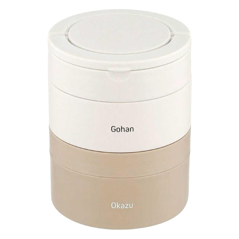 つながる 保温弁当箱 700ml ハンドル付 オフホワイト×ブラウン