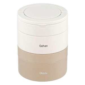 つながる 保温弁当箱 700ml ハンドル付 オフホワイト×ブラウン