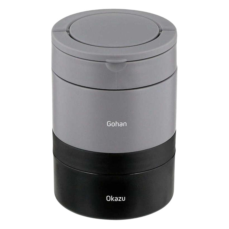 つながる 保温弁当箱 850ml ハンドル付 グレー×ブラック