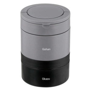 つながる 保温弁当箱 850ml ハンドル付 グレー×ブラック