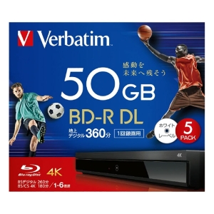 Verbatim 録画用BD-R DL 50GB 1-6倍速 1回録画用 5枚入 VBR260RP5VPA