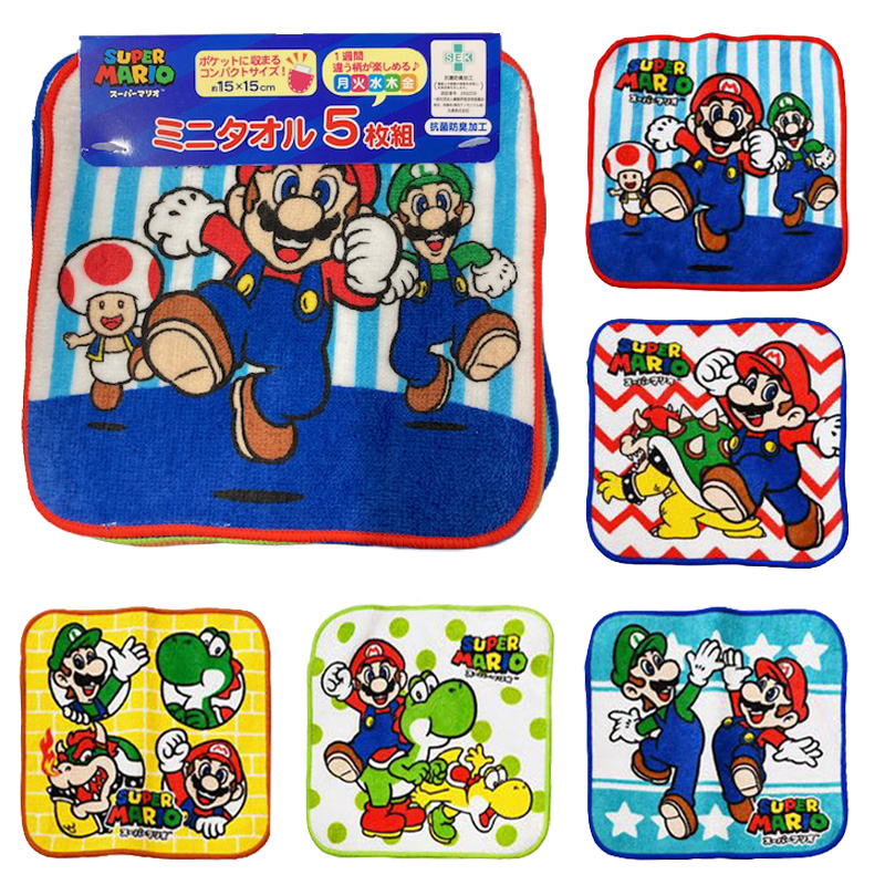 【お取り寄せ商品】ミニタオル5枚組 スーパーマリオ マリオワールド