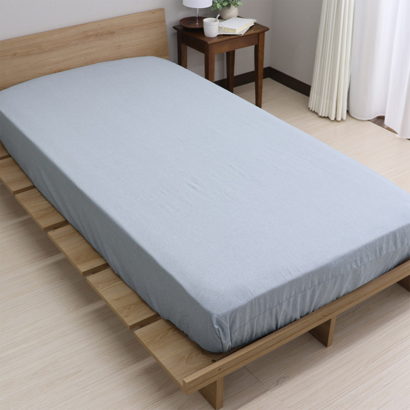 らくらくすっぽりシーツ シャンブレー シングル(100×200×30cm)ブルー