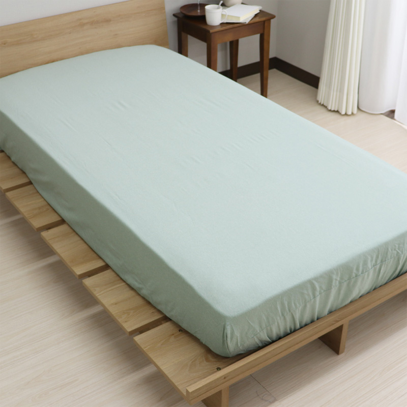 らくらくすっぽりシーツ シャンブレー シングル(100×200×30cm)グリーン